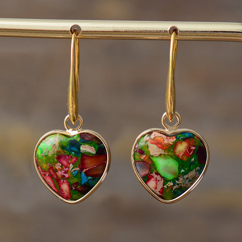 Venta al por mayor pendientes emperador piedra melocotón corazón colgante pendientes populares en OLX-ES-LZ004